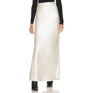 Line & Dot Cream Satin Maxi Skirt
